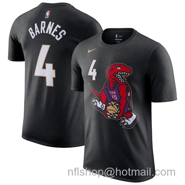 Men's Toronto Raptors #4 Scottie Barnes Black 2024-25 City Edition Name & Number T-Shirt