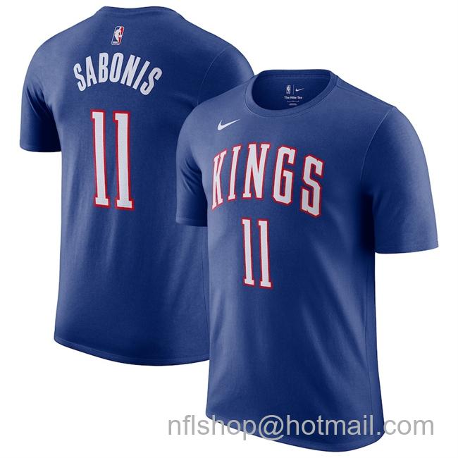 Men's Sacramento Kings #11 Domantas Sabonis Blue 2024-25 City Edition Name & Number T-Shirt