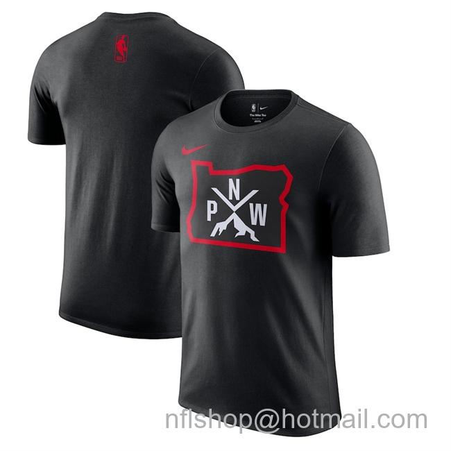 Men's Portland Trail Blazers Black 2024-25 City Edition Essential Logo T-Shirt