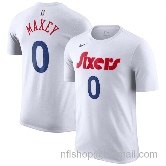Men's Philadelphia 76ers #0 Tyrese Maxey White 2024-25 City Edition Name & Number T-Shirt