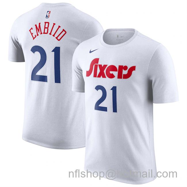 Men's Philadelphia 76ers #21 Joel Embiid White 2024-25 City Edition Name & Number T-Shirt