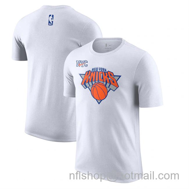 Men's New York Knicks White 2024-25 City Edition Essential Logo T-Shirt