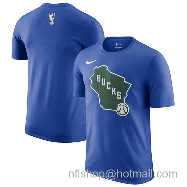 Men's Milwaukee Bucks Royal 2024-25 City Edition Essential Logo T-Shirt