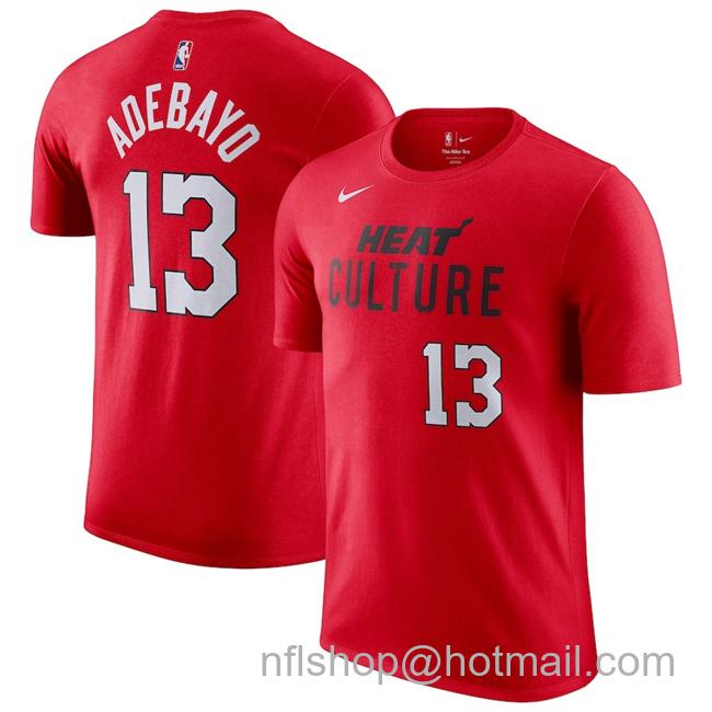 Men's Miami Heat #13 Bam Adebayo Red 2024-25 City Edition Name & Number T-Shirt