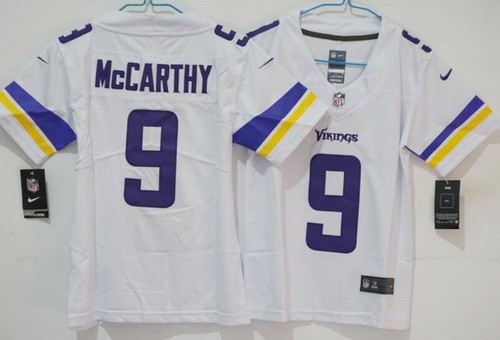 Women's Minnesota Vikings #9 JJ McCarthy Limited White Vapor Jersey