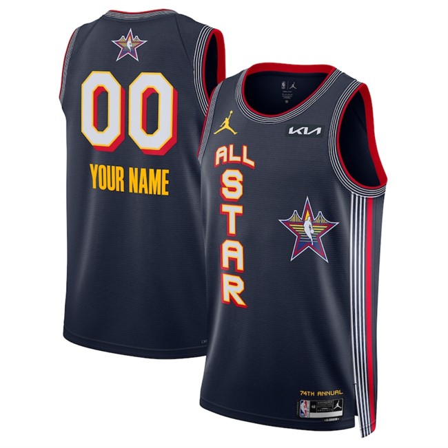 Men's 2025 All-Star Active Player Custom Navy Stitched Basketball Jersey