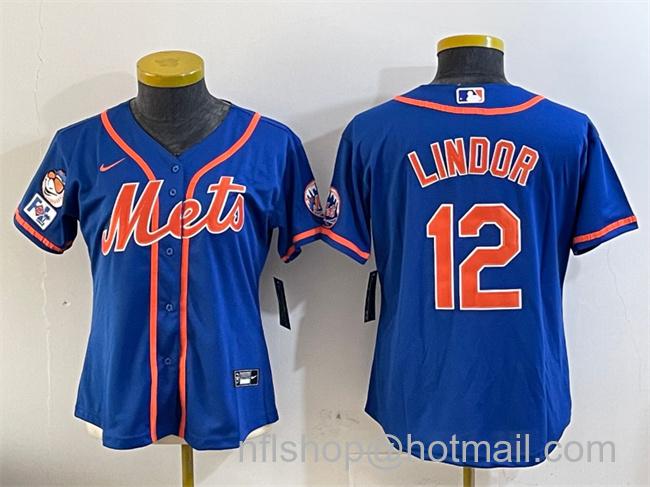 Youth New York Mets #12 Francisco Lindor Royal 2025 Spring Training Cool Base Stitched Baseball Jersey