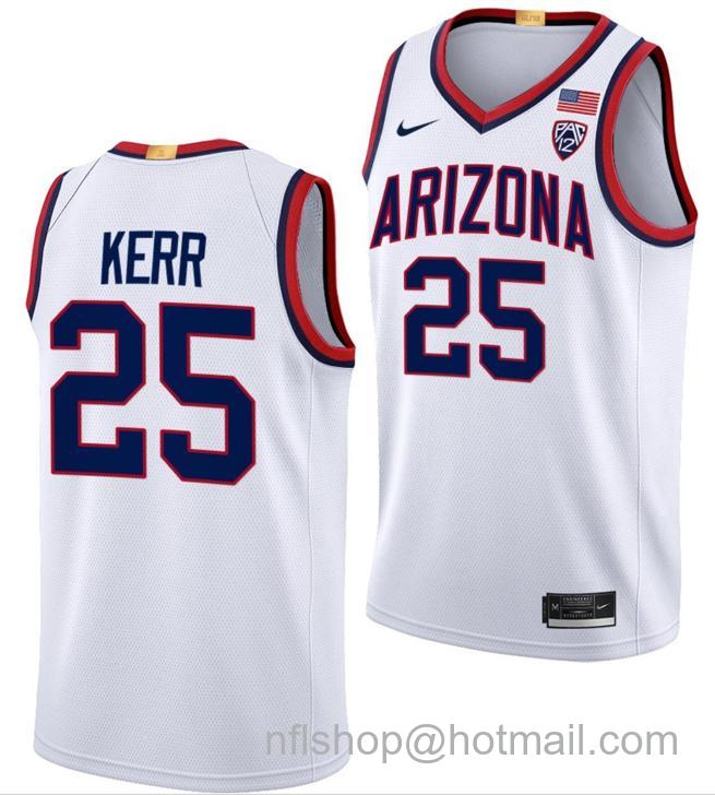Men's Arizona Wildcats Steve Kerr College Basketball Limited White #25 Stitched Jersey