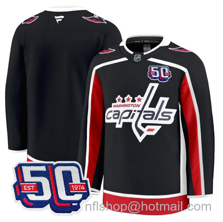 Men's Washington Capitals Blank 50th Anniversary Black Stitched Hockey Jersey