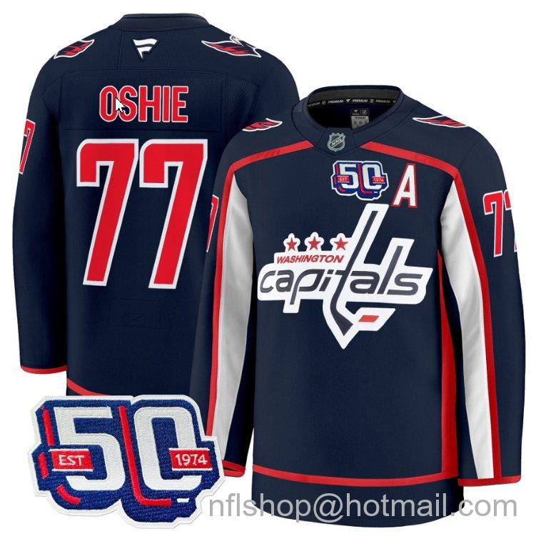 Men's Washington Capitals TJ Oshie #77 50th Anniversary Navy Stitched Hockey Jersey