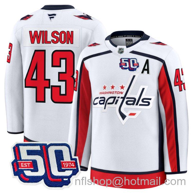 Men's Washington Capitals Tom Wilson #43 50th Anniversary White Stitched Hockey Jersey
