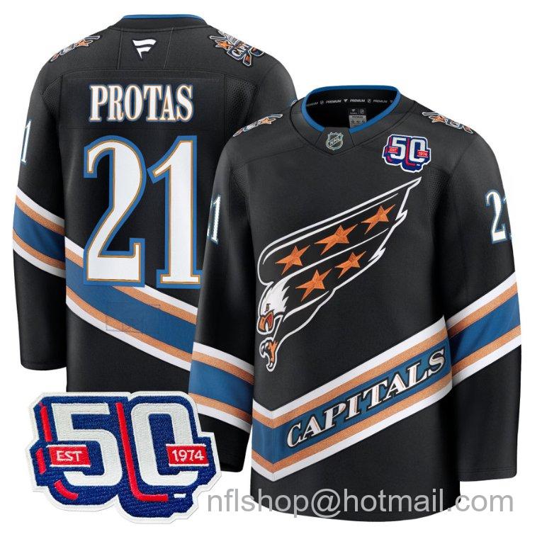 Men's Washington Capitals Aliaksei Protas #21 Screaming Eagle 50th Anniversary Black Stitched Hockey Jersey