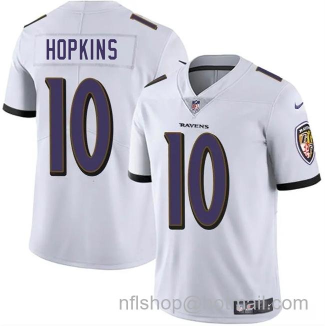 Men's Baltimore Ravens #10 DeAndre Hopkins White Vapor Limited Stitched Football Jersey