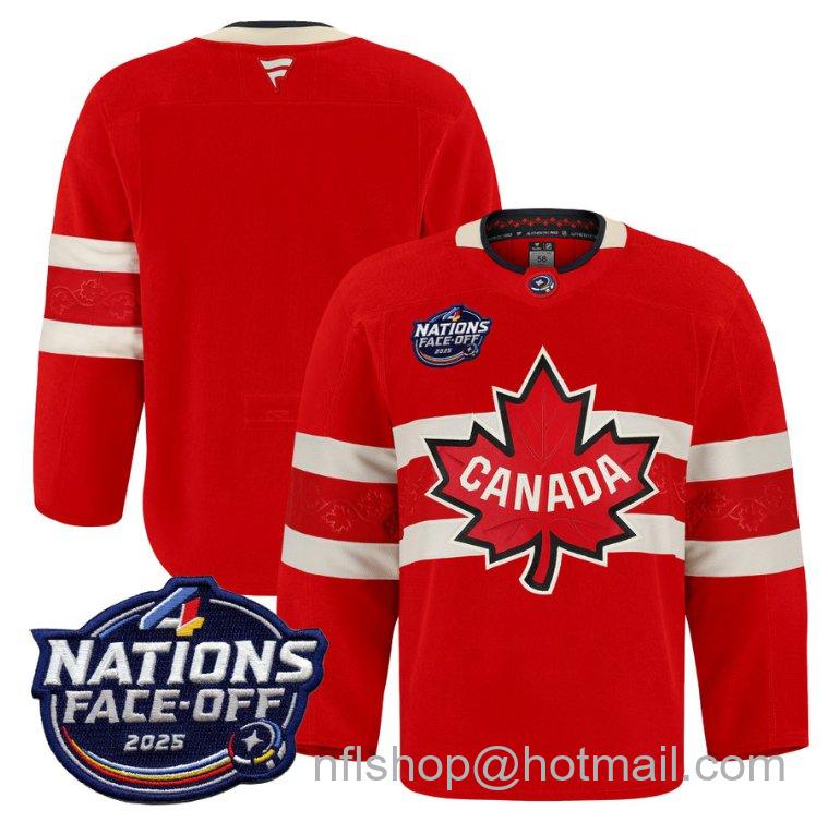 Youth Team Canada Blank 4 Nations Face-Off 2025 Pro Red Stitched Hockey Jersey