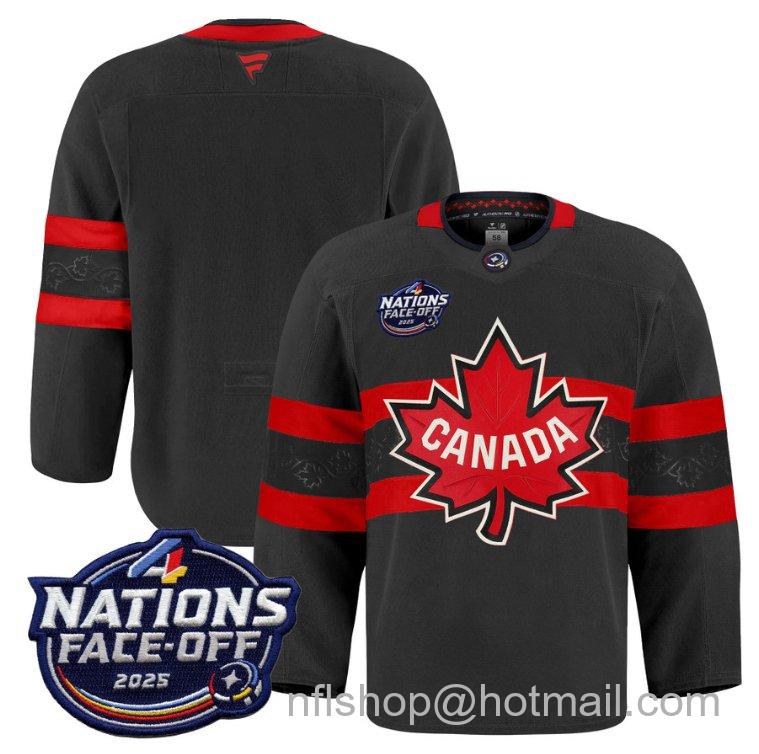 Youth Team Canada Blank 4 Nations Face-Off 2025 Pro Black Stitched Hockey Jersey
