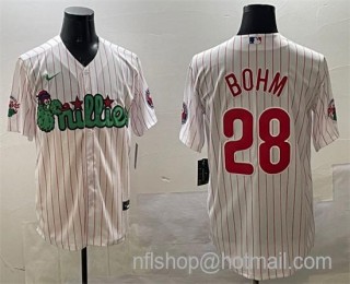 Men's Philadelphia Phillies #28 Alec Bohm White Phanatic Cool Base Stitched Jersey