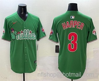 Men's Philadelphia Phillies #3 Bryce Harper Green Phanatic Limited Stitched Jersey