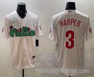 Men's Philadelphia Phillies #3 Bryce Harper White Phanatic Cool Base Stitched Jersey
