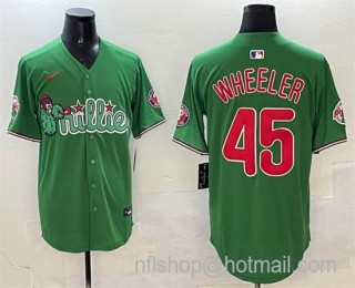 Men's Philadelphia Phillies #45 Zack Wheeler Green Phanatic Limited Stitched Jersey