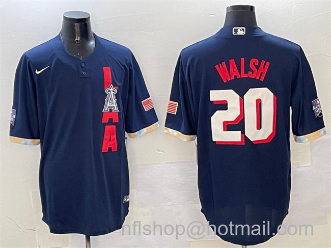 Men's Los Angeles Angels #20 Jared Walsh 2021 Navy All-Star Cool Base Stitched Baseball Jersey