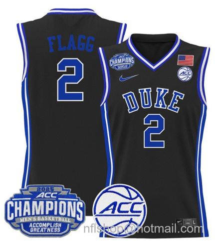 Men's Duke Blue Devils Cooper Flagg #2 2025 ACC Champions Stitched Black Jersey