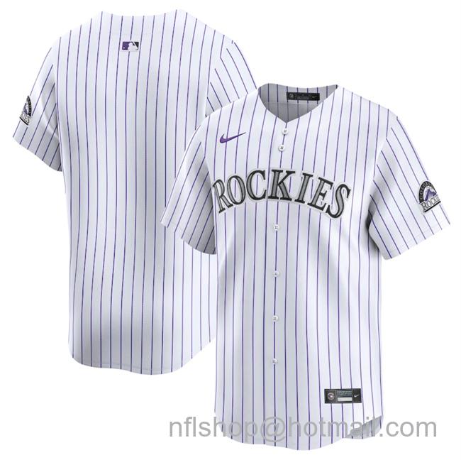 Men's Colorado Rockies Blank White Home Limited Stitched Baseball Jersey
