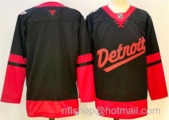 Men's Detroit Red Wings Blank Black 2024-25 Stitched Jersey
