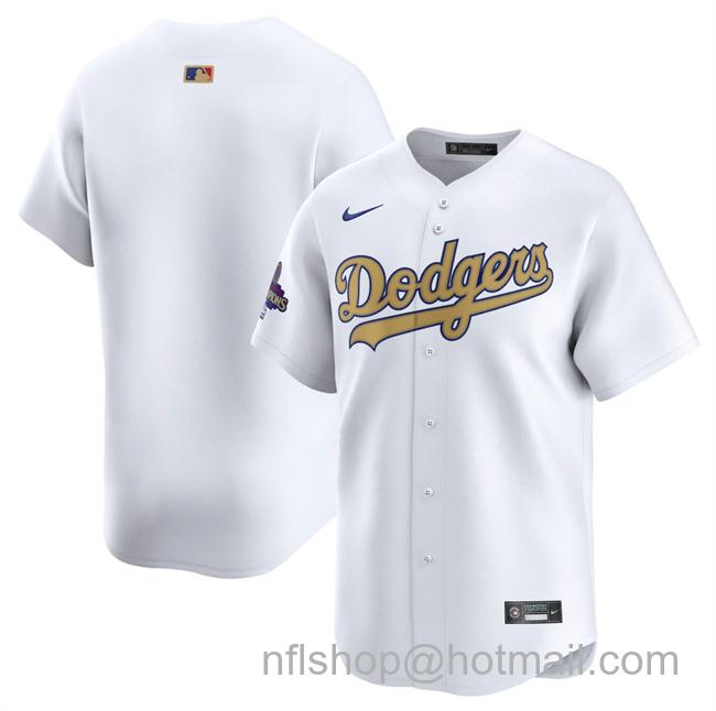 Men's Los Angeles Dodgers Active Player Custom White 2025 Gold Collection Limited Stitched Baseball Jersey