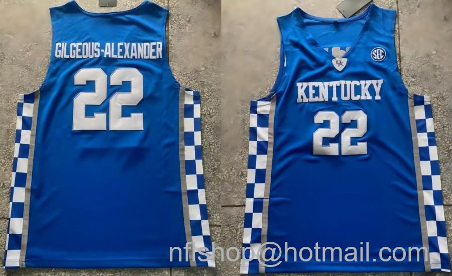 Men's Kentucky Wildcats #22 Shai Gilgeous-Alexander Blue Retro Vintage Basketball Stitched Jersey