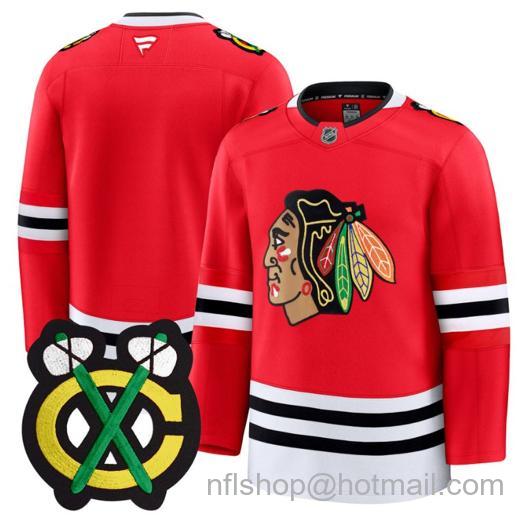 Men's Chicago Blackhawks Blank Team Premium All Red Stitched Jersey