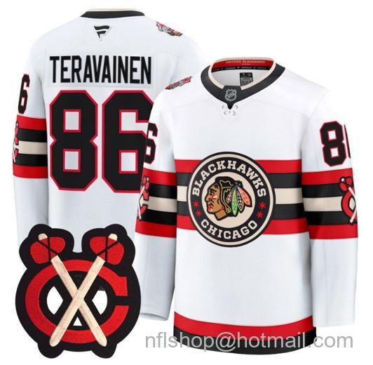 Men's Chicago Blackhawks Teuvo Teravainen #86 Winter Classic White Stitched Jersey