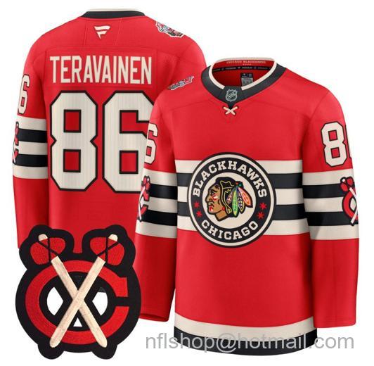 Men's Chicago Blackhawks Teuvo Teravainen #86 Winter Classic Red Stitched Jersey