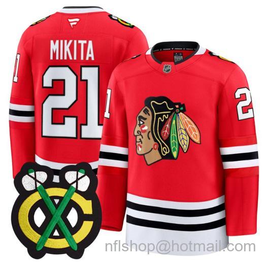 Men's Chicago Blackhawks Stan Mikita #21 Premium All Red Stitched Jersey