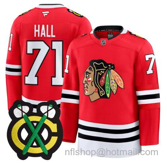 Men's Chicago Blackhawks Taylor Hall #71 Premium All Red Stitched Jersey