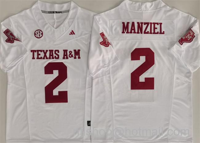 Men's Texas A&M Aggies #2 Johnny Manziel White 2025 F.U.S.E. Stitched Jersey