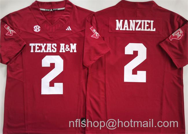 Men's Texas A&M Aggies #2 Johnny Manziel Red 2025 F.U.S.E. Stitched Jersey