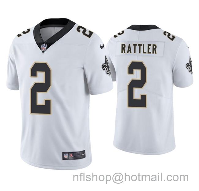 Men's New Orleans Saints #2 Spencer Rattler White 2025 Vapor Limited Stitched Football Jersey
