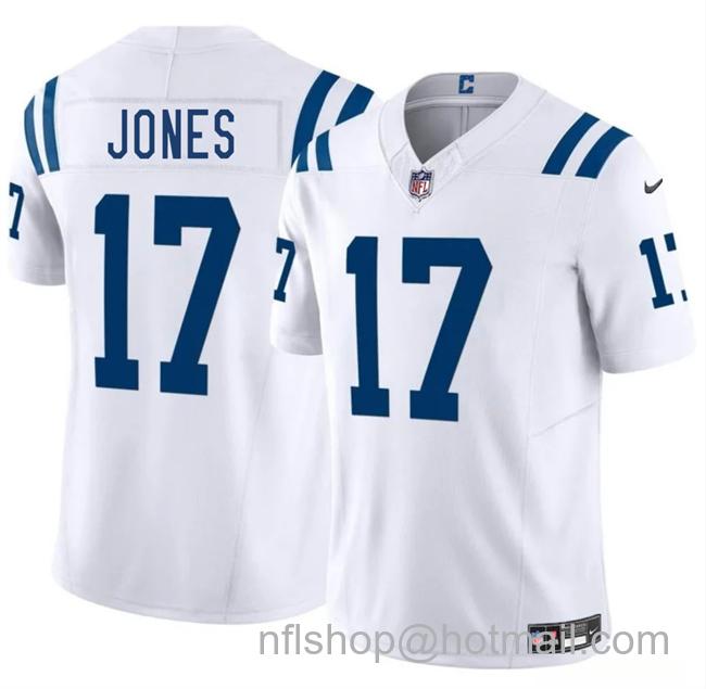 Men's Indianapolis Colts #17 Daniel Jones White 2025 F.U.S.E. Vapor Limited Stitched Football Jersey