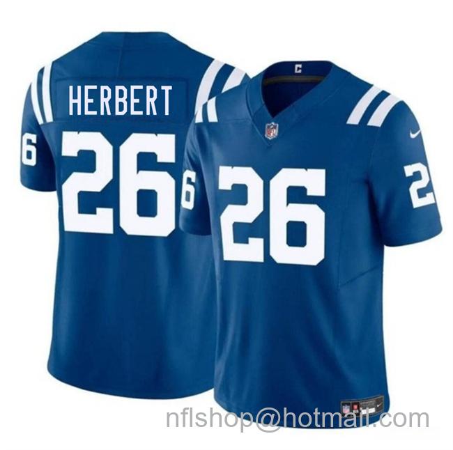 Men's Indianapolis Colts #26 Khalil Herbert Blue 2025 F.U.S.E. Vapor Limited Stitched Football Jersey