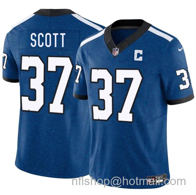 Men's Indianapolis Colts #37 Daniel Scott Blue 2025 F.U.S.E. Throwback Vapor Limited Stitched Football Jersey