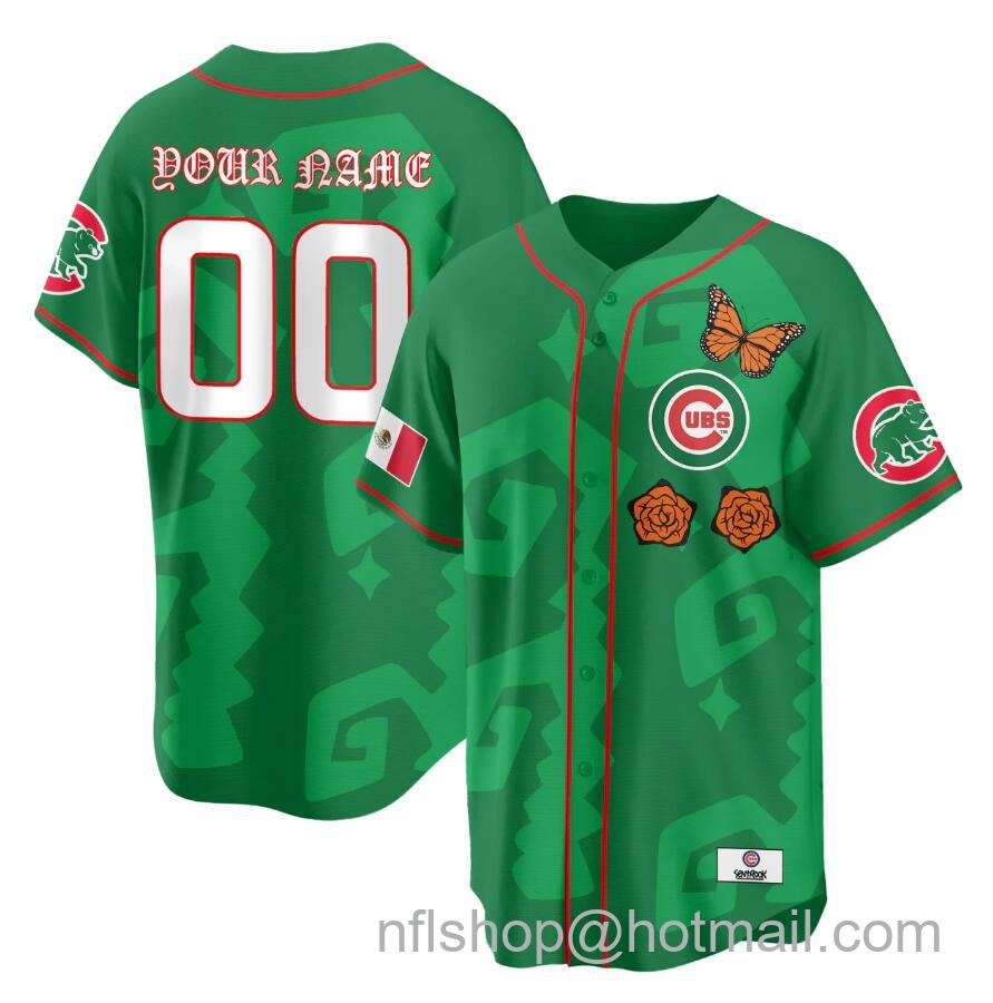 Men's Chicago Cubs ACTIVE PLAYER Custom Green 'Xicago' Mexican Heritage Stitched Baseball Jersey