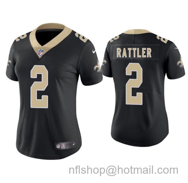 Women's New Orleans Saints #2 Spencer Rattler Black 2025 Vapor Stitched Game Jersey