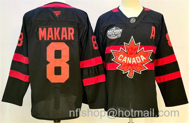 Men's Canada #8 Cale Makar Black 2025 4 Nations Face-Off Premium With A Patch Stitched Jersey