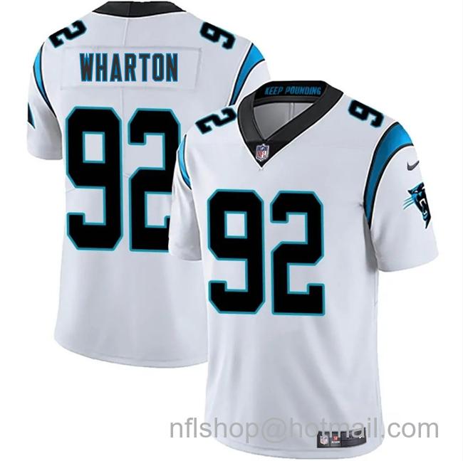 Men's Carolina Panthers #92 Tershawn Wharton White 2025 Vapor Limited Stitched Football Jersey