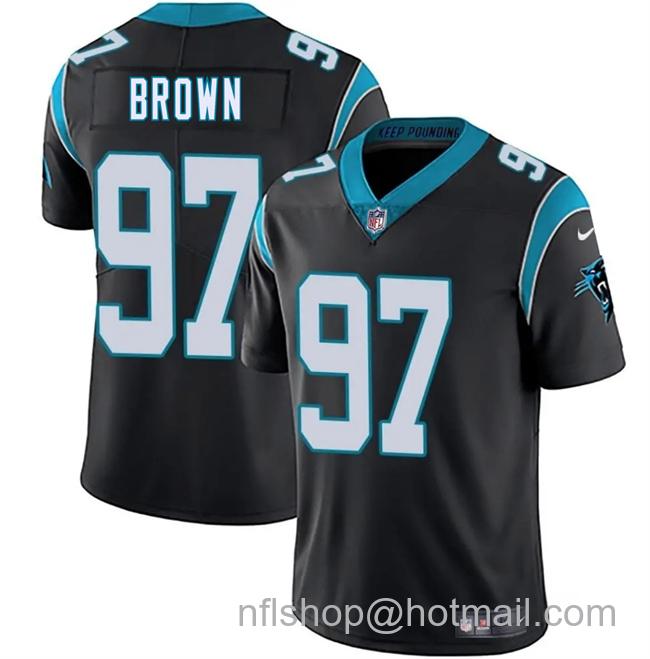 Men's Carolina Panthers #97 Bobby Brown Black 2025 Vapor Limited Stitched Football Jersey
