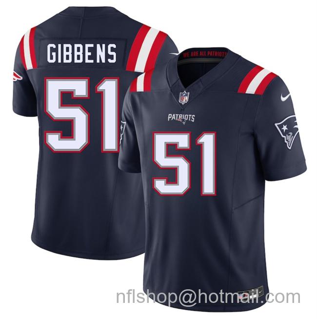 Men's New England Patriots #51 Jack Gibbens Navy 2025 F.U.S.E. Vapor Limited Stitched Football Jersey