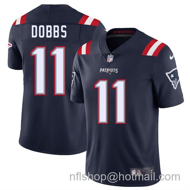 Men's New England Patriots #11 Joshua Dobbs Navy 2025 Vapor Limited Stitched Football Jersey