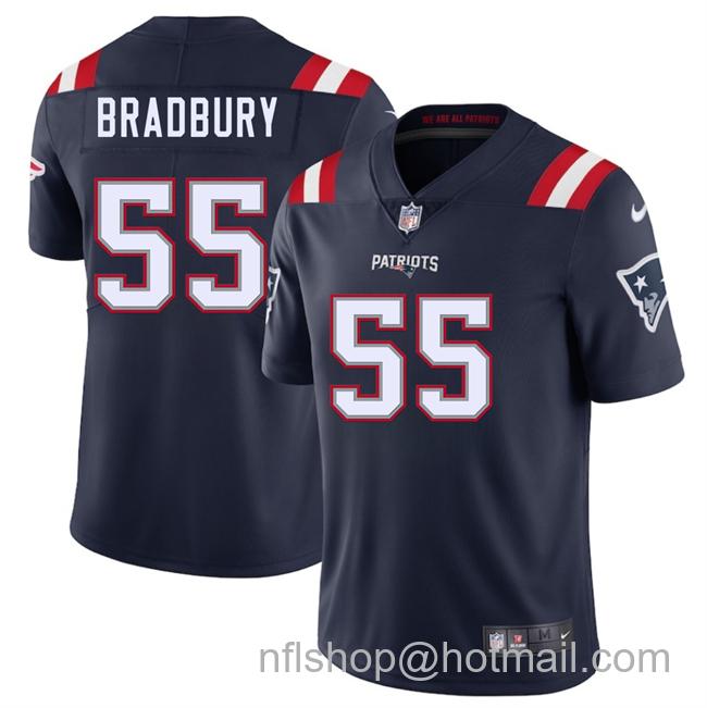 Men's New England Patriots #55 Garrett Bradbury Navy 2025 Vapor Limited Stitched Football Jersey