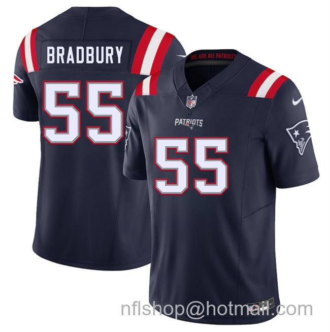 Men's New England Patriots #55 Garrett Bradbury Navy 2025 F.U.S.E. Vapor Limited Stitched Football Jersey