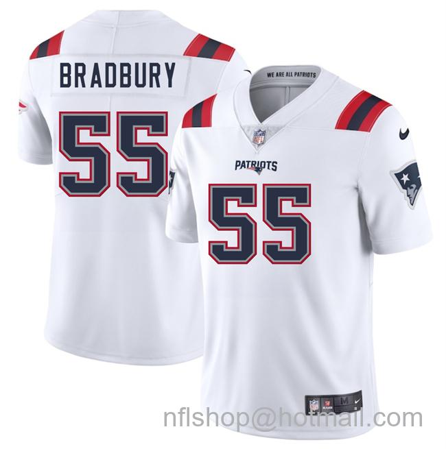 Men's New England Patriots #55 Garrett Bradbury White 2025 Vapor Limited Stitched Football Jersey